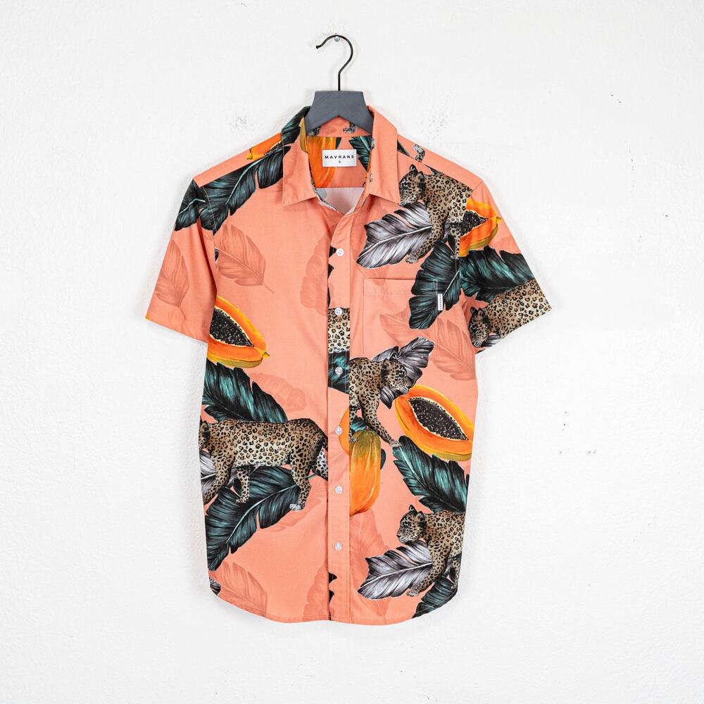 MAVRANS Fruta Bomba Weekend Shirt SS Leopard Papaya size Small